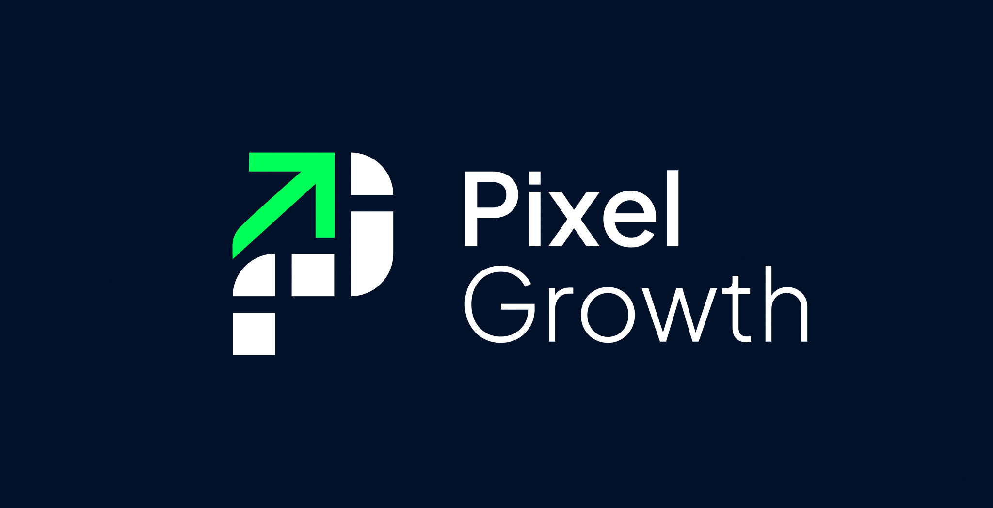 Logotipo da Pixel Growth em fundo azul escuro